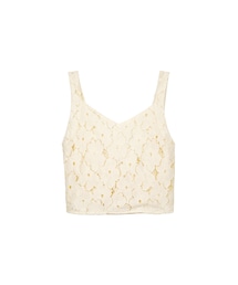 gracegift | 韓國細緻雕花鏤空蕾絲肩帶上衣(トップス)