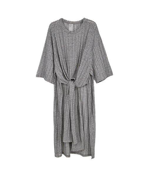 gracegift(グレースギフト)の「韓國清透柔膚下擺開岔綁結罩衫(その他・レディース・白/灰・F)」の5枚目の写真