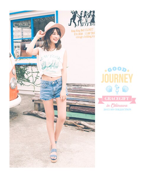 gracegift（グレースギフト）の「韓國夢想之城倒影印花無袖背心（トップス・レディース・黑/白・F）」の5枚目の写真