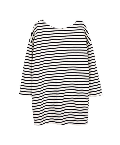 gracegift（グレースギフト）の「韓國微甜海軍風蝴蝶結上衣（トップス・レディース・灰/深藍・F）」の5枚目の写真