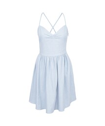 gracegift | 韓國俏皮舞伶後交叉綁結牛仔洋裝(その他)