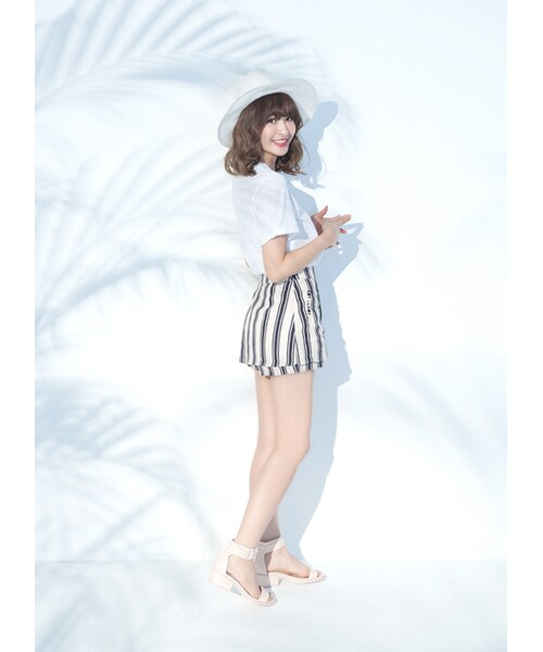 gracegift(グレースギフト)の「韓國俏甜女孩海軍風條紋褲裙(パンツ・レディース・白・S/M)」の7枚目の写真