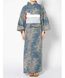 スワンレイク様　浴衣単品　縦縞萩　水色 白・水色｜浴衣を色で選ぶ