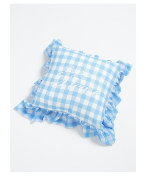 lilLilly(リルリリー)の「LILICIOUSギンガムチェッククッションケース sit down Please(その他・レディース・BEIGE/BLUE・45*45)」の3枚目の写真