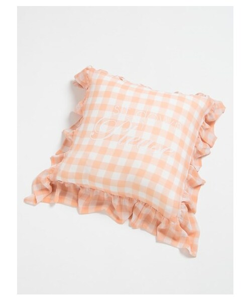 lilLilly(リルリリー)の「LILICIOUSギンガムチェッククッションケース sit down Please(その他・レディース・BEIGE/BLUE・45*45)」の1枚目の写真
