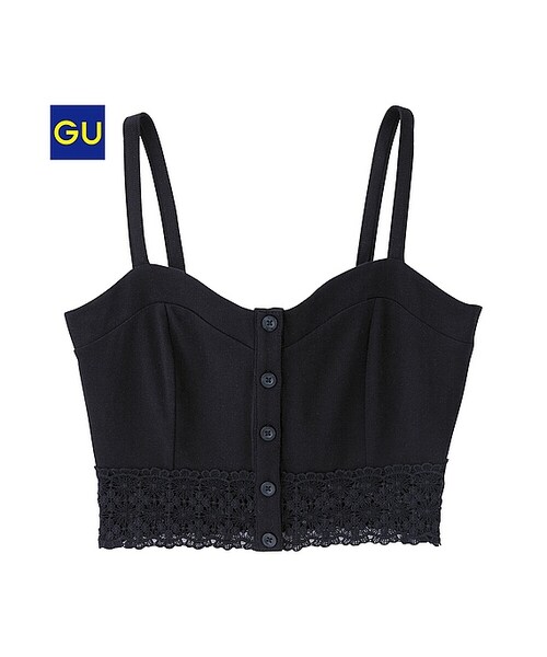 GU（ジーユー）の「（GU）レースコンビビスチェ（WOMEN ⁄ カットソー・レディース・GRAY/BLACK・M/S/L）」の2枚目の写真