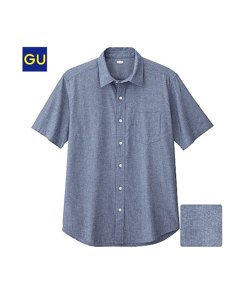 GU（ジーユー）の「（GU）ダンガリーシャツ（半袖）Ｑ（MEN ⁄ シャツ・メンズ・WHITE/BLUE/NAVY・XL/S/M/L）」の3枚目の写真