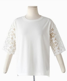 DHOLIC | シースルースターレーススリーブTシャツ(Tシャツ/カットソー)