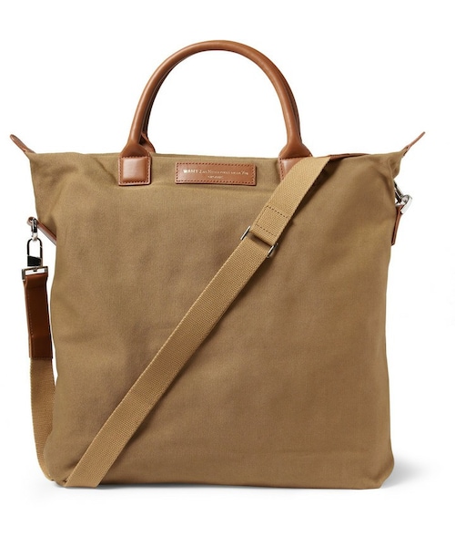 WANT Les Essentiels (-)の「WANT Les Essentiels de la Vie O'Hare Leather-Trimmed Organic Cotton-Canvas Tote Bag(トートバッグ・メンズ・Black/Brown・One Size)」の2枚目の写真