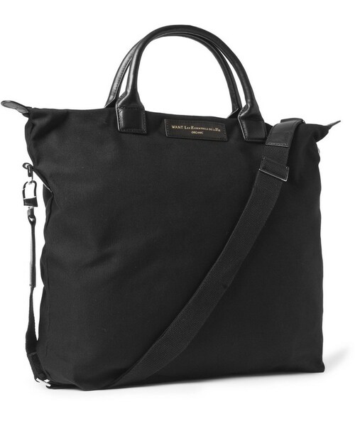 WANT Les Essentiels (-)の「WANT Les Essentiels de la Vie O'Hare Leather-Trimmed Organic Cotton-Canvas Tote Bag(トートバッグ・メンズ・Black/Brown・One Size)」の9枚目の写真