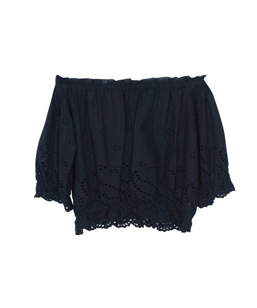 GYDA（ジェイダ）の「コットンレースオフショルTOPS（トップス・レディース・オフホワイト/ブラック/ネイビー・F）」の2枚目の写真