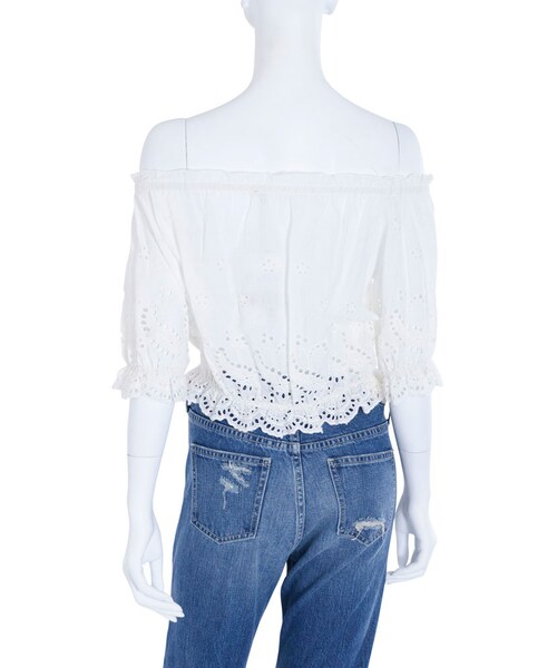 GYDA（ジェイダ）の「コットンレースオフショルTOPS（トップス・レディース・オフホワイト/ブラック/ネイビー・F）」の6枚目の写真