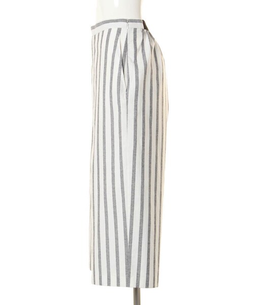 31 Sons de mode（トランテアン　ソン　ドゥ　モード）の「ウエストゴム切替ストライプガウチョパンツ（パンツ・レディース・ブラック/サックスブルー・36/38）」の3枚目の写真