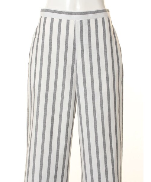 31 Sons de mode（トランテアン　ソン　ドゥ　モード）の「ウエストゴム切替ストライプガウチョパンツ（パンツ・レディース・ブラック/サックスブルー・36/38）」の5枚目の写真