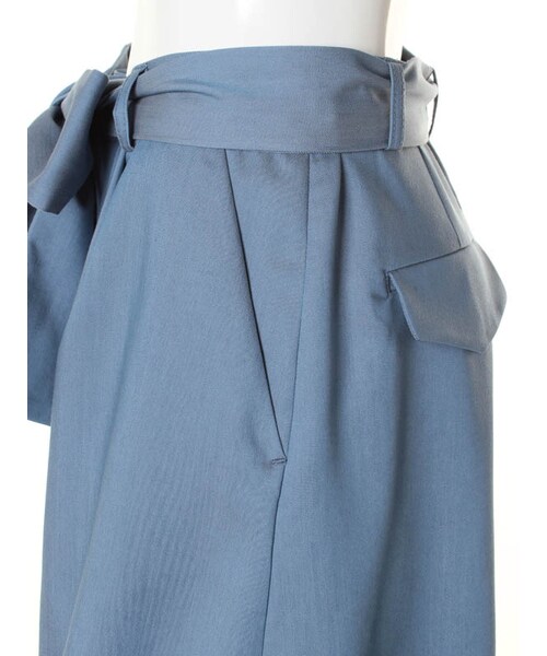 31 Sons de mode（トランテアン　ソン　ドゥ　モード）の「リボン付きテンセルガウチョ（パンツ・レディース・サックスブルー/ホワイト/カーキグリーン・36/38）」の9枚目の写真