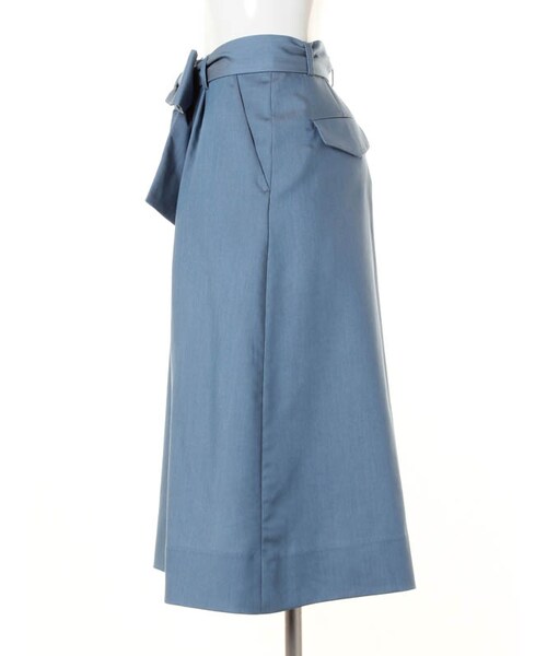 31 Sons de mode（トランテアン　ソン　ドゥ　モード）の「リボン付きテンセルガウチョ（パンツ・レディース・サックスブルー/ホワイト/カーキグリーン・36/38）」の4枚目の写真