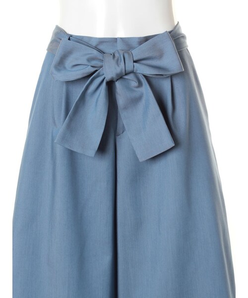 31 Sons de mode（トランテアン　ソン　ドゥ　モード）の「リボン付きテンセルガウチョ（パンツ・レディース・サックスブルー/ホワイト/カーキグリーン・36/38）」の6枚目の写真