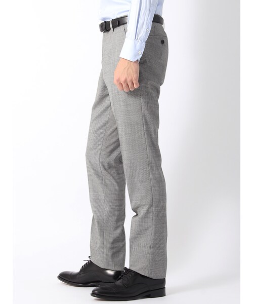 THE SUIT COMPANY(ザ・スーツカンパニー)の「【ウォッシャブル】リネン混ウールストレッチ ハウンドトゥース柄テーパードパンツ(ビジネスカジュアルパンツ・メンズ・グレー系(色柄コード:ER)/ネイビー系(色柄コード:MR)・3L/4L/5L/6L/L/LL/M/S/SS)」の2枚目の写真