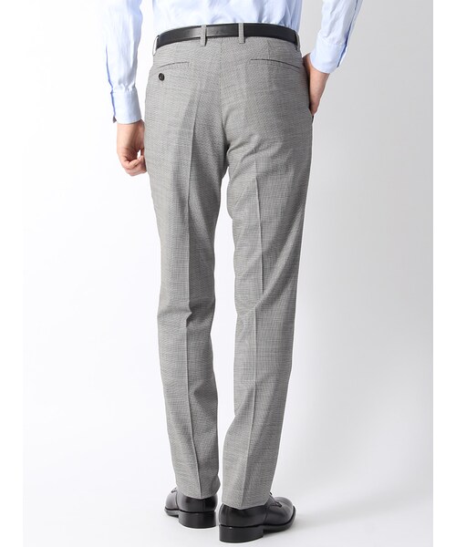 THE SUIT COMPANY(ザ・スーツカンパニー)の「【ウォッシャブル】リネン混ウールストレッチ ハウンドトゥース柄テーパードパンツ(ビジネスカジュアルパンツ・メンズ・グレー系(色柄コード:ER)/ネイビー系(色柄コード:MR)・3L/4L/5L/6L/L/LL/M/S/SS)」の3枚目の写真
