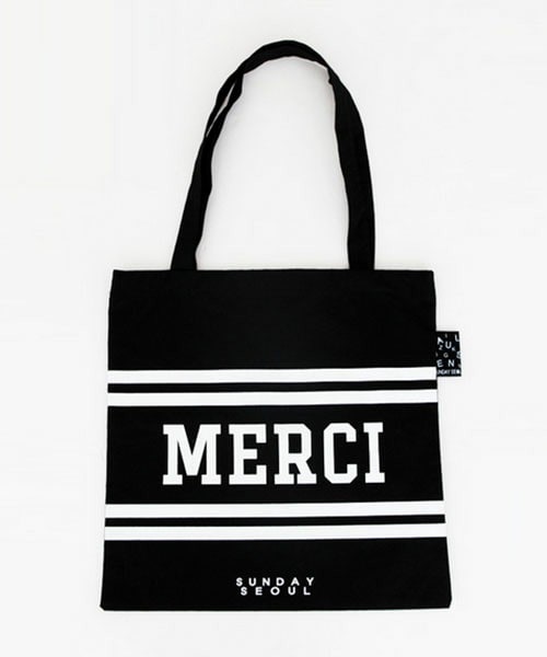DHOLIC（ディーホリック）の「MERCI ロゴエコバッグ（エコバッグ/サブバッグ・レディース・ホワイト/ブラック・FREE）」の2枚目の写真