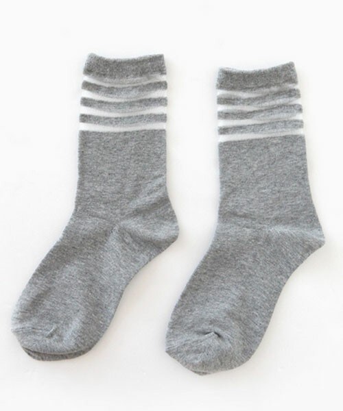 DHOLIC（ディーホリック）の「シースルーラインクルー丈ソックス（ソックス/靴下・レディース・ホワイトA/グレーA/ブラックA/ホワイトB/ブラックB・FREE）」の5枚目の写真