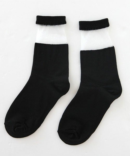 DHOLIC（ディーホリック）の「シースルーラインクルー丈ソックス（ソックス/靴下・レディース・ホワイトA/グレーA/ブラックA/ホワイトB/ブラックB・FREE）」の4枚目の写真