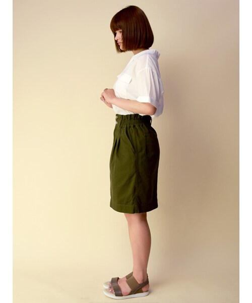w closet（ダブルクローゼット）の「ツイルタックスカート（スカート・レディース・ベージュ/オレンジ/カーキ・FREE）」の5枚目の写真