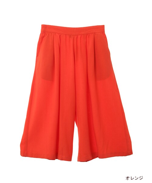 w closet(ダブルクローゼット)の「ウエストギャザーガウチョパンツ(パンツ・レディース・グリーン/ブラック/オレンジ・FREE)」の3枚目の写真
