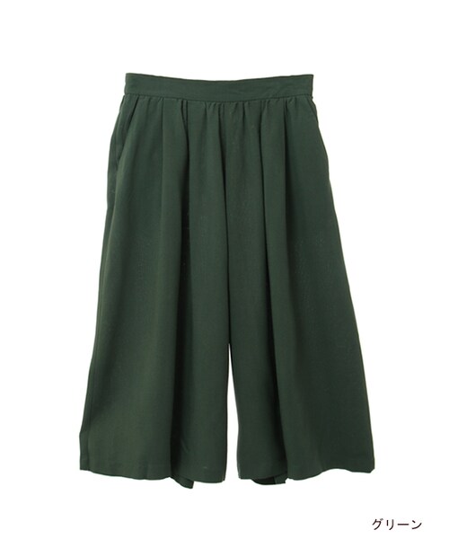 w closet(ダブルクローゼット)の「ウエストギャザーガウチョパンツ(パンツ・レディース・グリーン/ブラック/オレンジ・FREE)」の2枚目の写真