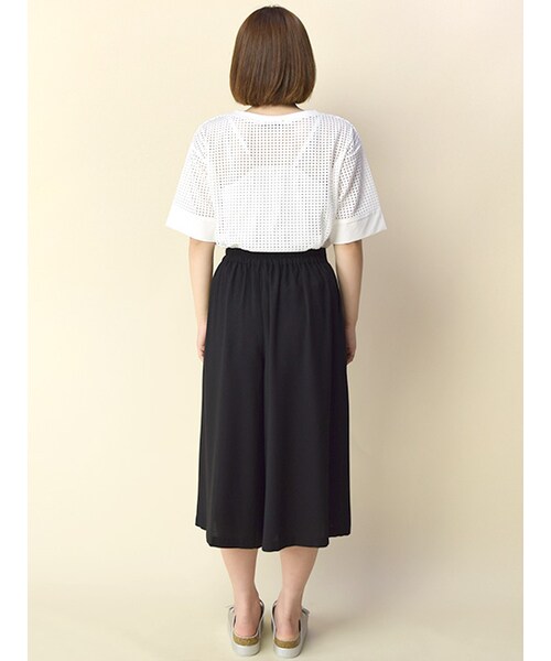 w closet(ダブルクローゼット)の「ウエストギャザーガウチョパンツ(パンツ・レディース・グリーン/ブラック/オレンジ・FREE)」の6枚目の写真