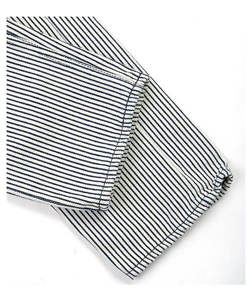 Audience（オーディエンス）の「細條紋丹寧及踝長褲（パンツ・メンズ・白藍）」の5枚目の写真