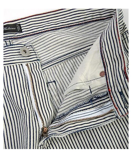 Audience（オーディエンス）の「細條紋丹寧及踝長褲（パンツ・メンズ・白藍）」の4枚目の写真