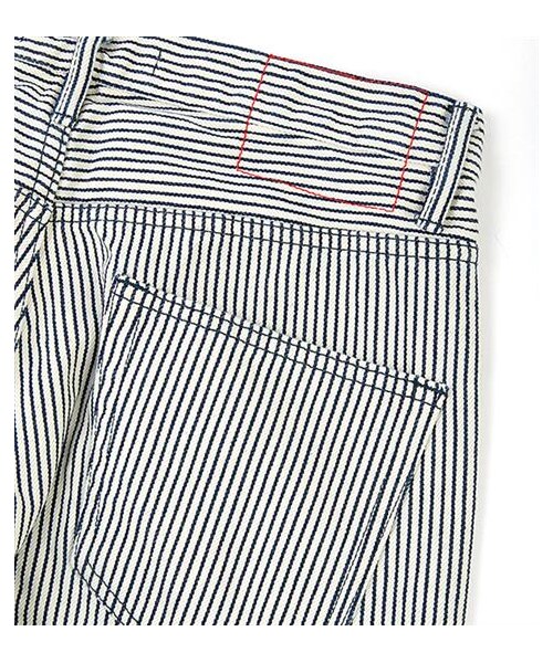 Audience（オーディエンス）の「細條紋丹寧及踝長褲（パンツ・メンズ・白藍）」の6枚目の写真