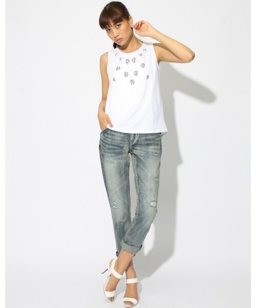 VICKY（ビッキー）の「マルチビジューノースリーブプルオーバー（トップス・レディース・ホワイト/ブラック・M）」の10枚目の写真