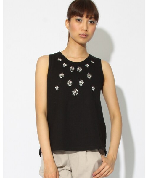 VICKY（ビッキー）の「マルチビジューノースリーブプルオーバー（トップス・レディース・ホワイト/ブラック・M）」の2枚目の写真