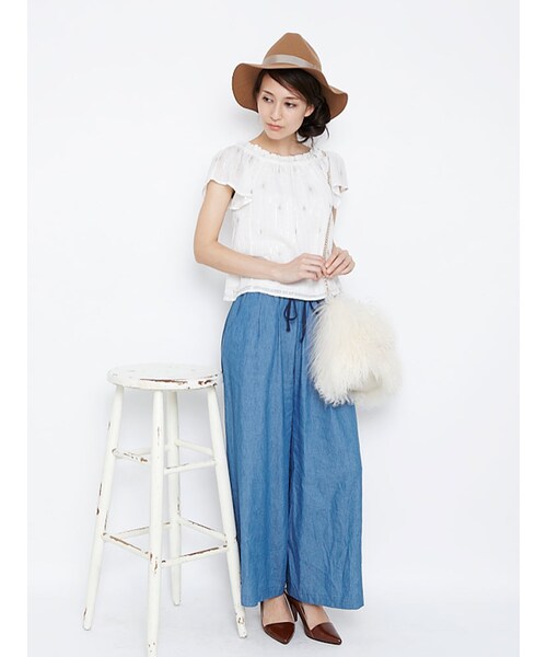 MERCURYDUO（マーキュリーデュオ）の「【GDS】 チベットラムミニマムショルダーBAG（バッグ・レディース・アイボリー/ベビーピンク）」の4枚目の写真