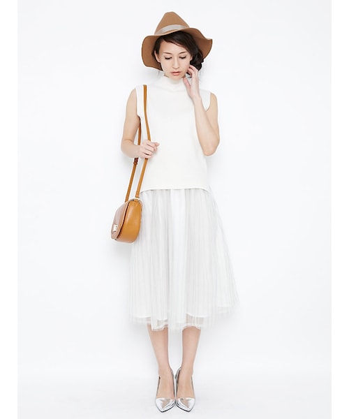 MERCURYDUO（マーキュリーデュオ）の「【DUO】 ボトルネックSIMPLEノースリーブニット（トップス・レディース・オフホワイト/ライトグレー/マスタード/ネイビー）」の10枚目の写真