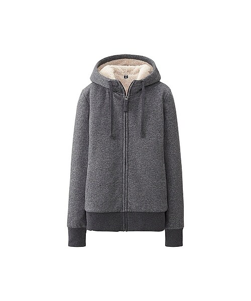 UNIQLO（ユニクロ）の「WOMEN ボアスウェットフルジップパーカ（長袖）（パーカ・スウェット・レディース・WINE/DARK GRAY・XXL/3XL）」の2枚目の写真