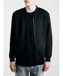 Topman | Black Technical Fabric Bomber Jacket(Tailored jacket)