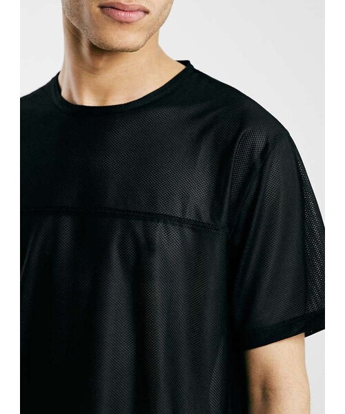 TOPMAN（トップマン）の「Black Mesh Longline T-Shirt（Tシャツ/カットソー・メンズ・Black・XXS/XS/S/M/XL/XXL）」の2枚目の写真