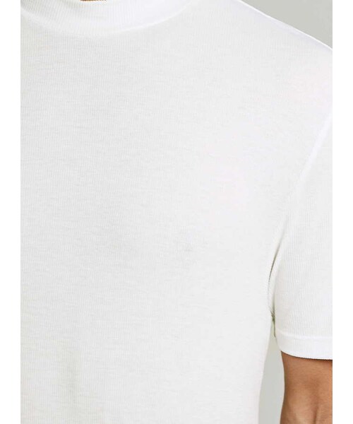 TOPMAN(トップマン)の「Ecru Skinny Fit Rib T-Shirt(Tシャツ/カットソー・メンズ・White・XS/S/M/L/XL)」の3枚目の写真