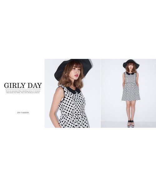 Marjorie（マージョリー）の「盛夏水玉，復古造型領點點小洋裝(2色)（ワンピース/ドレス・レディース・黑/藍・F）」の5枚目の写真