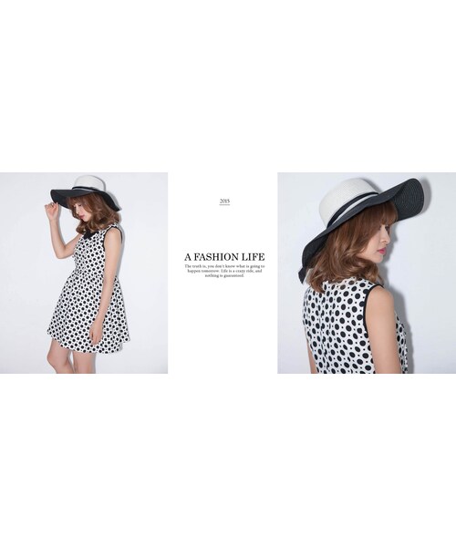 Marjorie（マージョリー）の「盛夏水玉，復古造型領點點小洋裝(2色)（ワンピース/ドレス・レディース・黑/藍・F）」の6枚目の写真