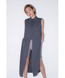 Marjorie | 從簡主義，雪紡造型開衩長背心(3色)(トップス)