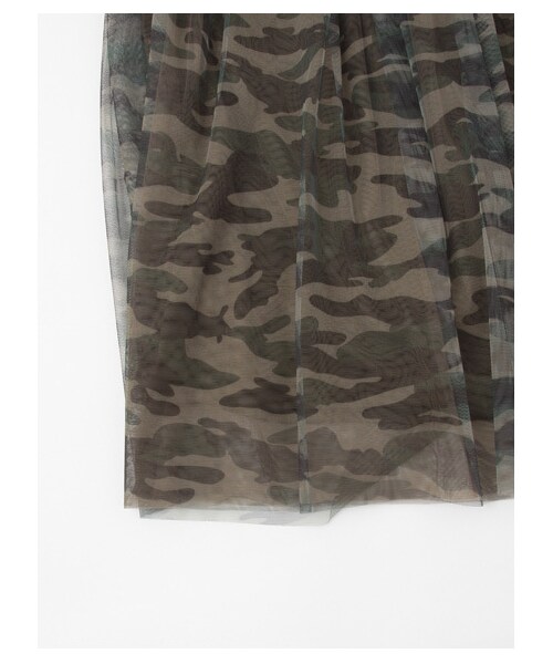 earth music&ecology（アースミュージックアンドエコロジー）の「ウエストラインチュールスカート（スカート・レディース・アイボリー/ライトグレー/カーキ/ネイビー/ストライプ/カモフラージュ・F）」の11枚目の写真