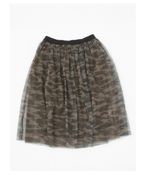 earth music&ecology（アースミュージックアンドエコロジー）の「ウエストラインチュールスカート（スカート・レディース・アイボリー/ライトグレー/カーキ/ネイビー/ストライプ/カモフラージュ・F）」の8枚目の写真
