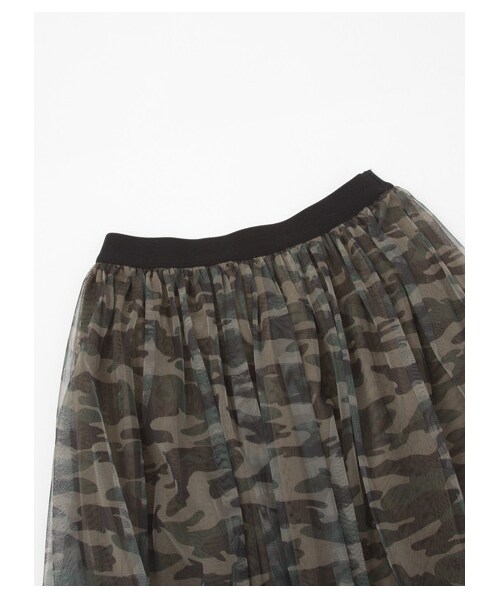 earth music&ecology（アースミュージックアンドエコロジー）の「ウエストラインチュールスカート（スカート・レディース・アイボリー/ライトグレー/カーキ/ネイビー/ストライプ/カモフラージュ・F）」の9枚目の写真
