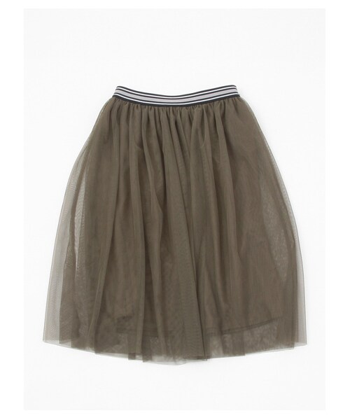 earth music&ecology（アースミュージックアンドエコロジー）の「ウエストラインチュールスカート（スカート・レディース・アイボリー/ライトグレー/カーキ/ネイビー/ストライプ/カモフラージュ・F）」の2枚目の写真