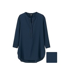 UNIQLO | WOMEN レーヨンエアリースタンドブラウス（7分袖）(トップス)