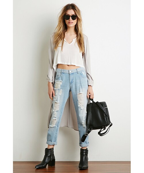 FOREVER 21（フォーエバー トゥエンティーワン）の「FOREVER 21 Distressed Boyfriend Jeans（デニムパンツ・レディース・Blue・Small/Medium/Large）」の5枚目の写真
